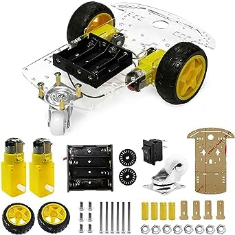 Robot Chassis (2 Gear Motors + 2 Wheels + Caster Wheel) Random color Chassis