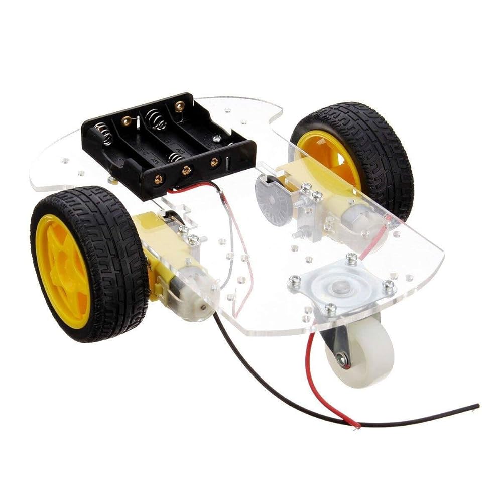 Robot Chassis (2 Gear Motors + 2 Wheels + Caster Wheel) Random color Chassis