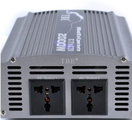 TBE 2000W Modified 12VDC To 220V AC Auto Power Inverter 20Amps With Power Cord Adapter Charger Plug