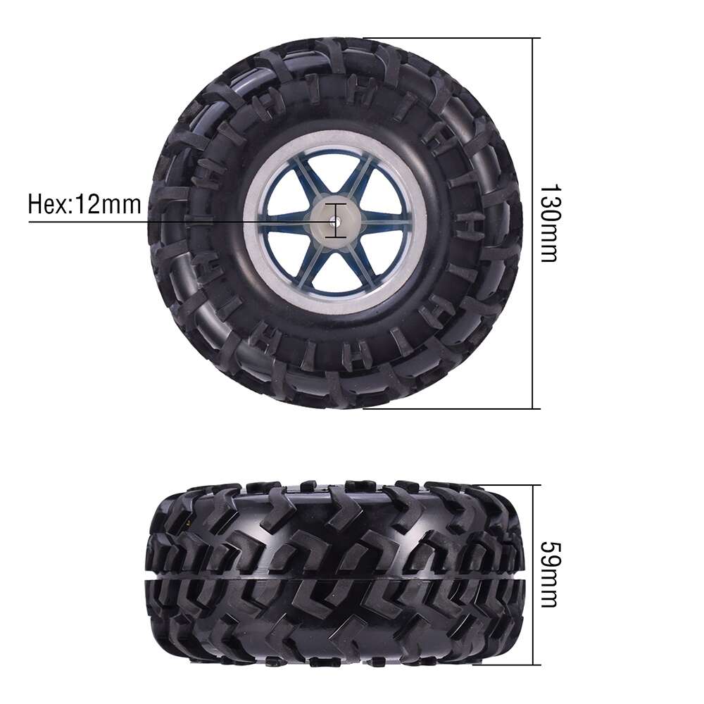 package of 2 Wheel 130mm + Metal Coupler 4mm