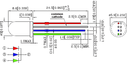 RGB Diffused LED Common Cathode 5mm