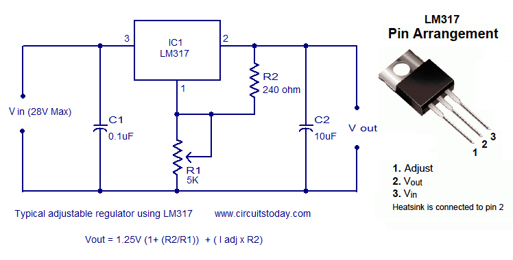 LM317T 1.2 V to 37 V Adjustable Voltage Regulator