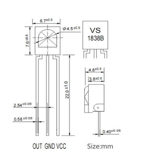 TSOP JS-1838B Infrared Remote Receiver