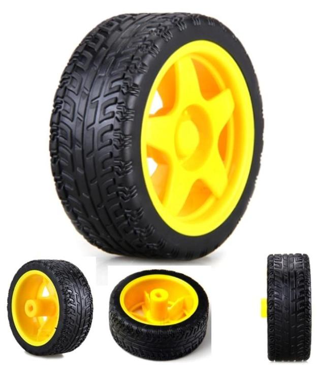 Yellow Robot Smart Car Wheel (D:65mm X W:26mm)