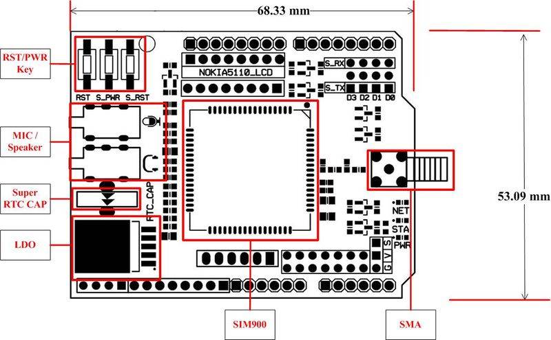 Arduino SIM900 GPRS/GSM Module with 4 Frequency Antenna
