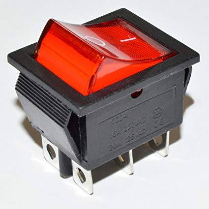 KCD4 ON/OFF Rocker Switch 6Pins 15A/30A 250VAC 26x21mm with LED