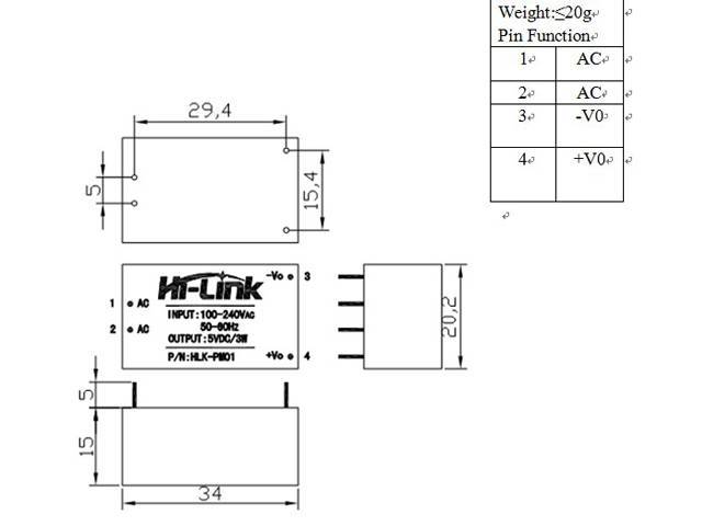 Hi Link AC-DC Module 220Vac to 12Vdc "HLK-PM12"