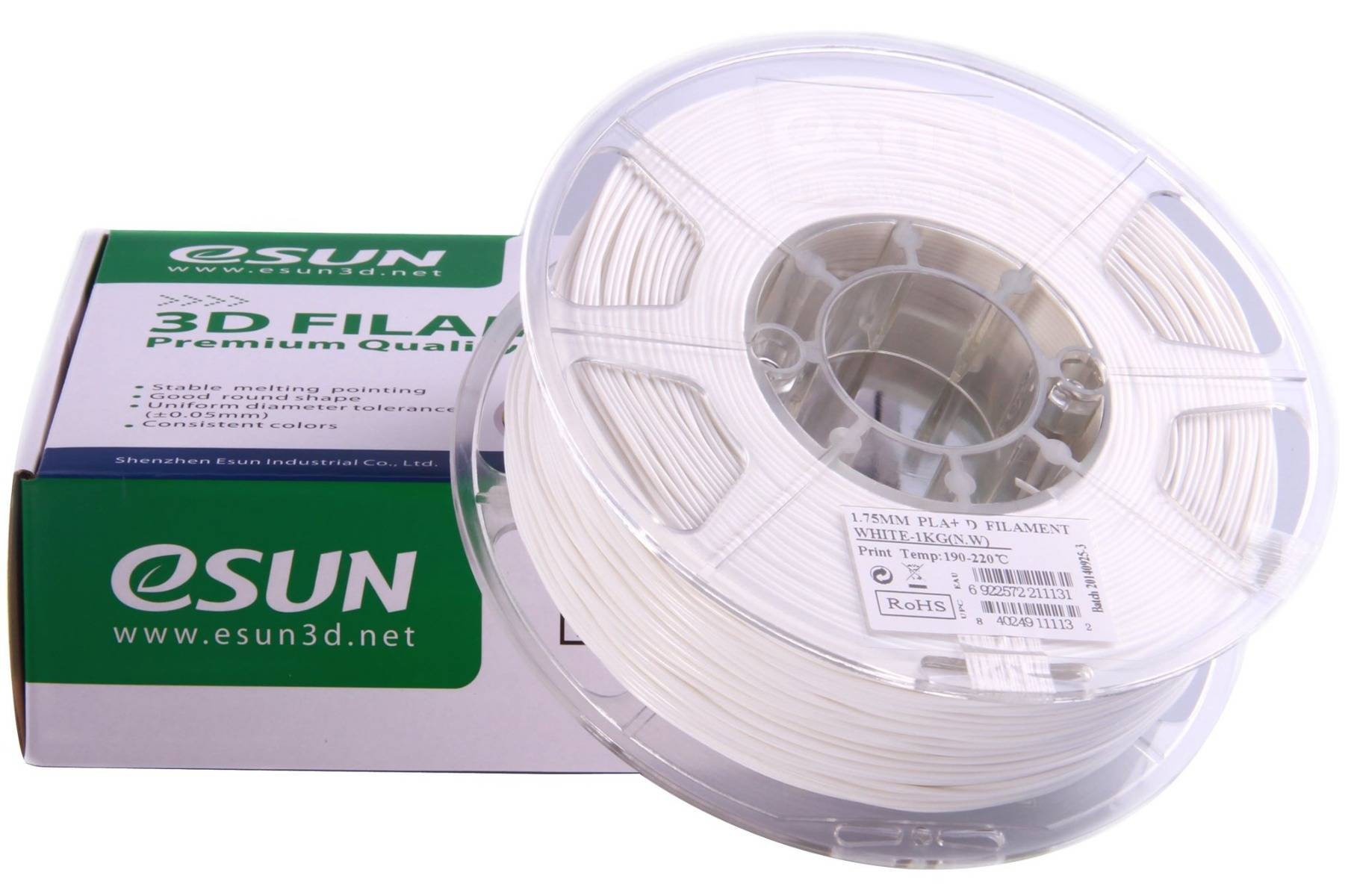 3D Printer Filament PLA+ eSUN 1.75mm 1Kg White - Image 2