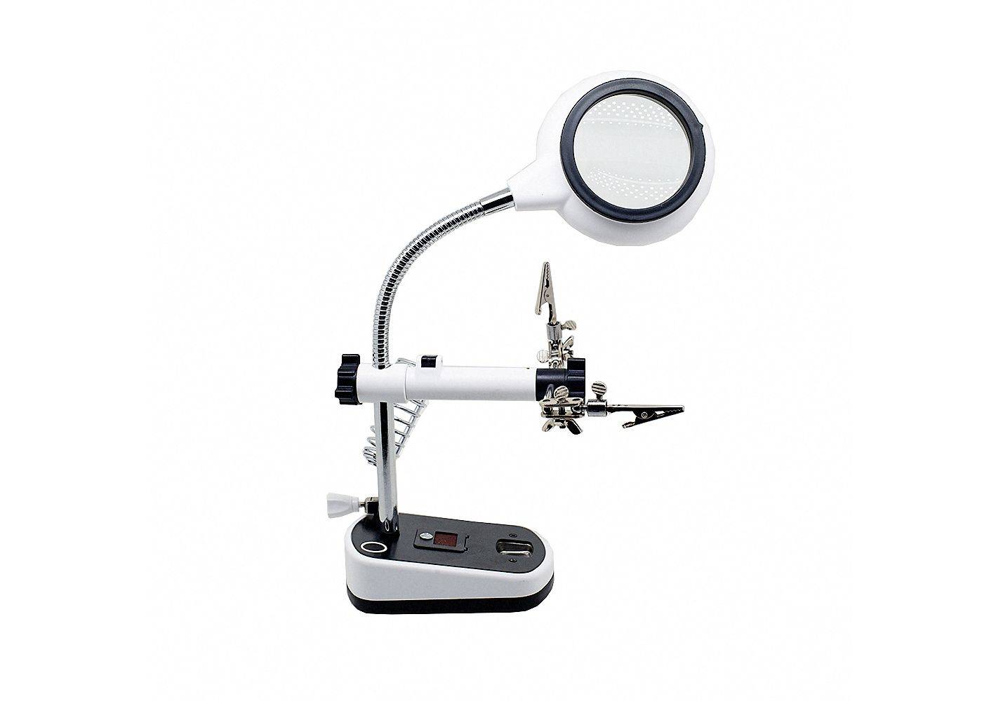 MG16075C-8L 8 LED Auxiliary Clip Magnifier Soldering Stand With Replaceable Lens
