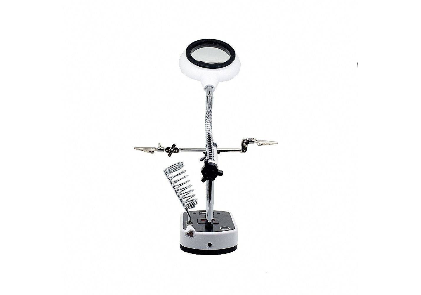 MG16075C-8L 8 LED Auxiliary Clip Magnifier Soldering Stand With Replaceable Lens