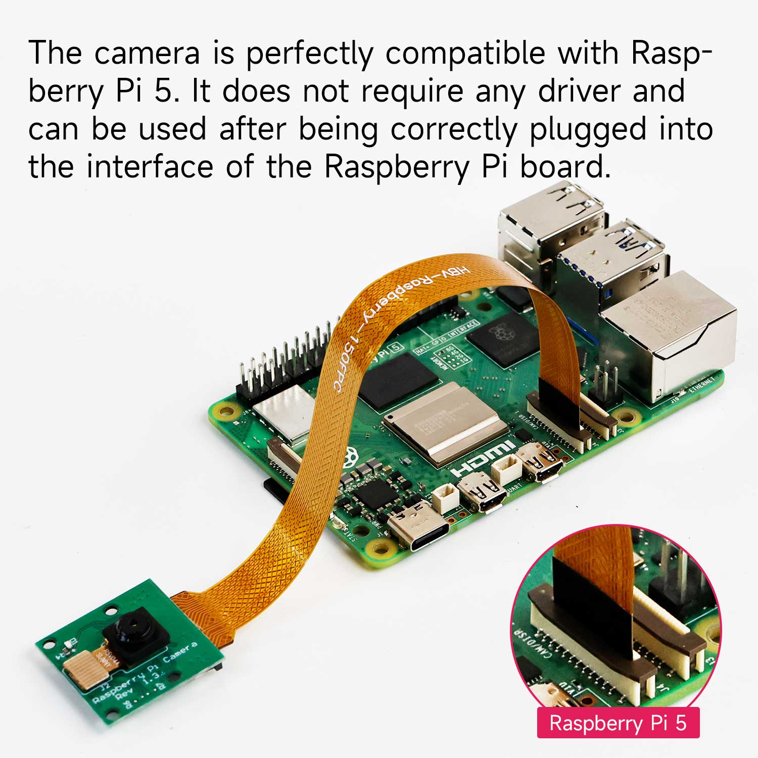 5MP 1080P Raspberry Pi Camera Module Rev 1.3 with Cable