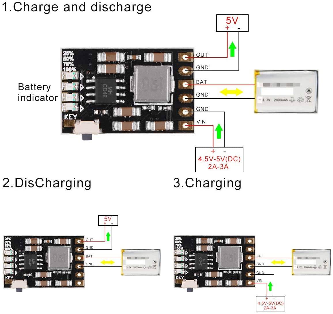 Lithium Battery Charging Protection Module MH-CD42 2.1A 5V