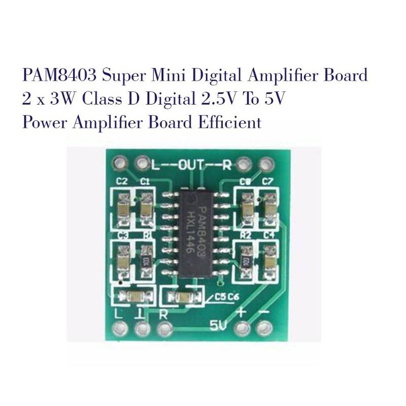 PAM8403 5V Two-channel Stereo Mini Class-D 3W+3W Audio Amplifier