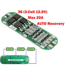 Lithium Battery Charger Protection Module (BMS) 3S 20A 12.6V