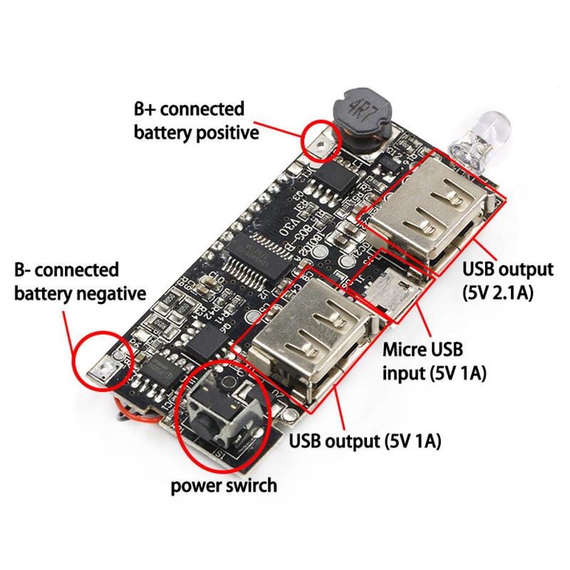 LCD Dual USB 5V 1A 2.1A Mobile Power Bank Module