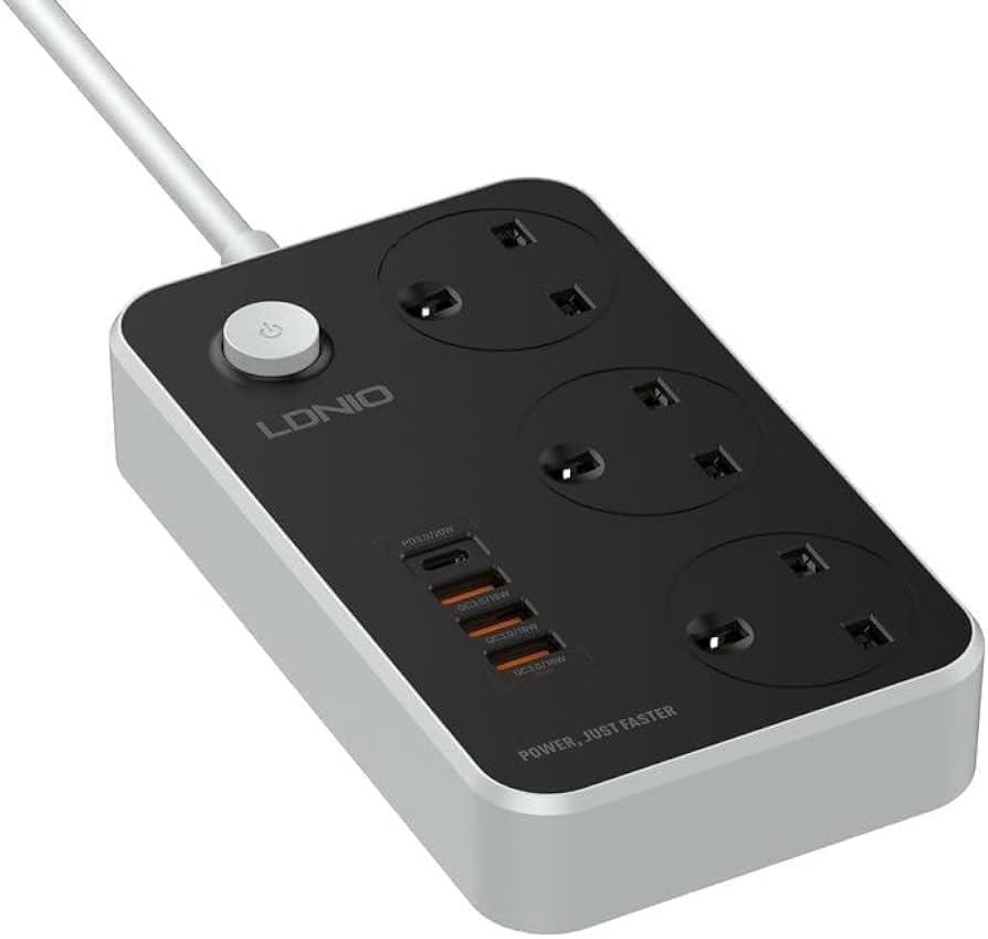 Power Strip Surge Protector with 3 Universal International Socket & Smart 6 USB Charging Ports 3.4A