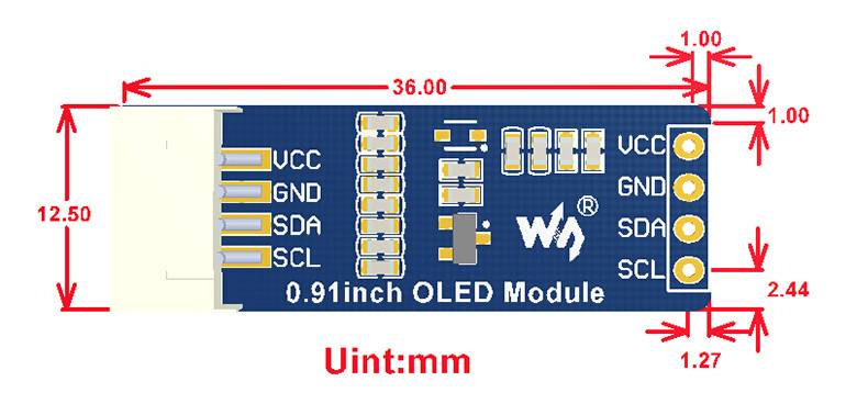 OLED LCD LED Display Module  (128X32 – 0.91 inch)