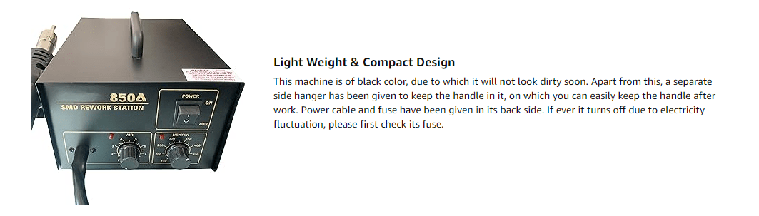 Hot Air Gun Soldering Station With Air & Temperature Controller 850A