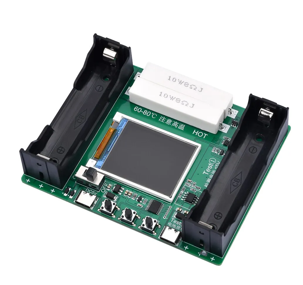 CH-3.0 2 Channel Battery Capacity Tester for 18650 Lithium Battery Voltage Current Indicator 1.77in TFT LCD Display Module