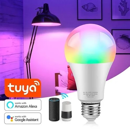 Alexa Wi-Fi Light Bulb - Smart Bulbs That Work with Alexa/Google Assistant 22v AC 9w lamp interface E27