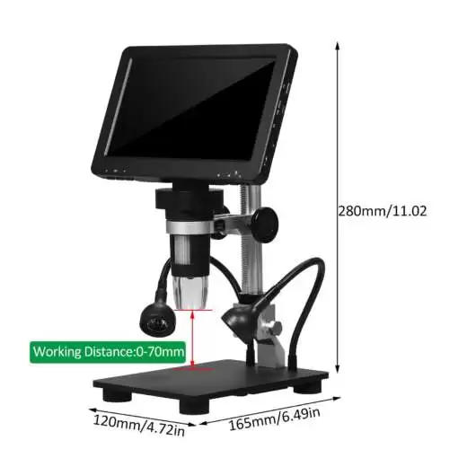 DM9H 7 Inch LCD Digital Microscope 1080P ,1200X Magnification with 16MP Camera, 10 LED Lights and Wireless Remote Control