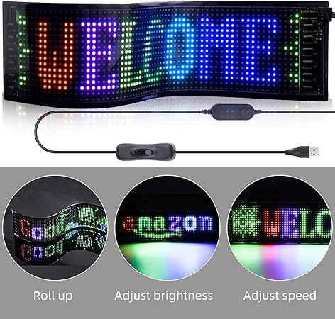 LED Matrix Panel Bluetooth APP Control – Model: JTPD-03-001 (12x68cm)