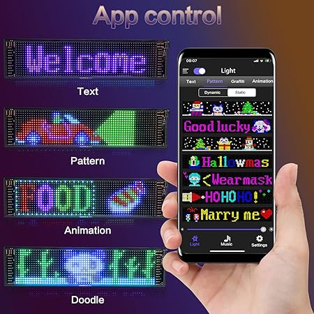 LED Matrix Panel Bluetooth APP Control – Model: JTPD-03-001 (12x68cm)