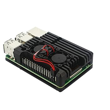 Raspberry Pi4 Model B Aluminum Case Shell Enclosure with w/ Dual Cooling Fan