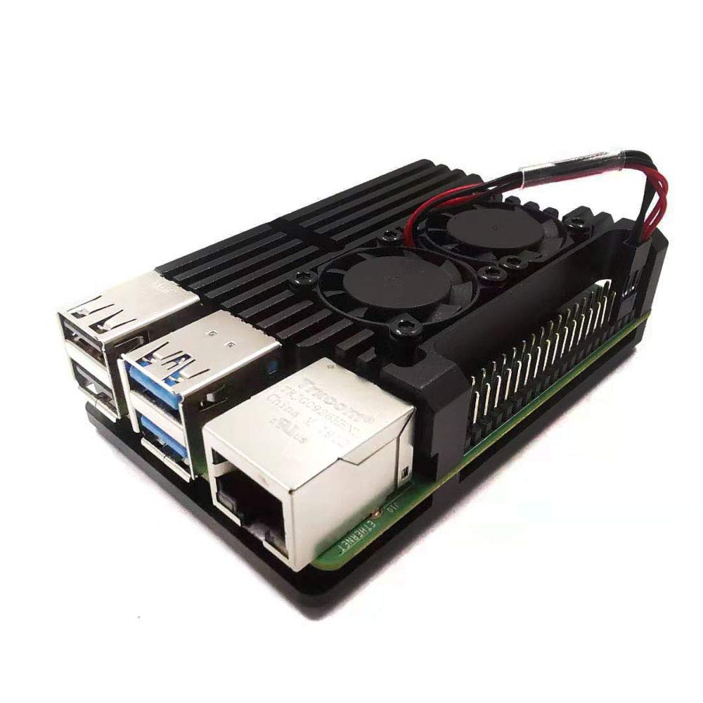 Raspberry Pi4 Model B Aluminum Case Shell Enclosure with w/ Dual Cooling Fan