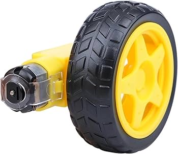 DC Geared Motor Dual Shaft 3:12VDC with Wheel (D:65mm X W:26mm)