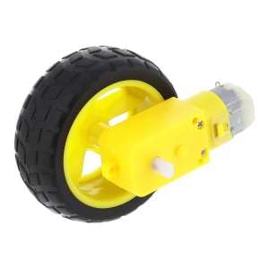 DC Geared Motor Dual Shaft 3:12VDC with Wheel (D:65mm X W:26mm)