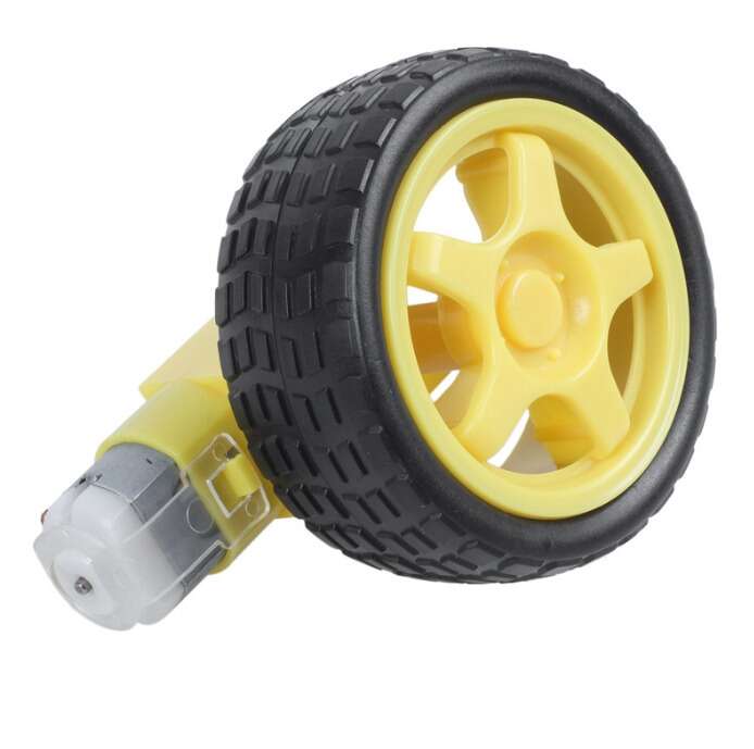 DC Geared Motor Dual Shaft 3:12VDC with Wheel (D:65mm X W:26mm)