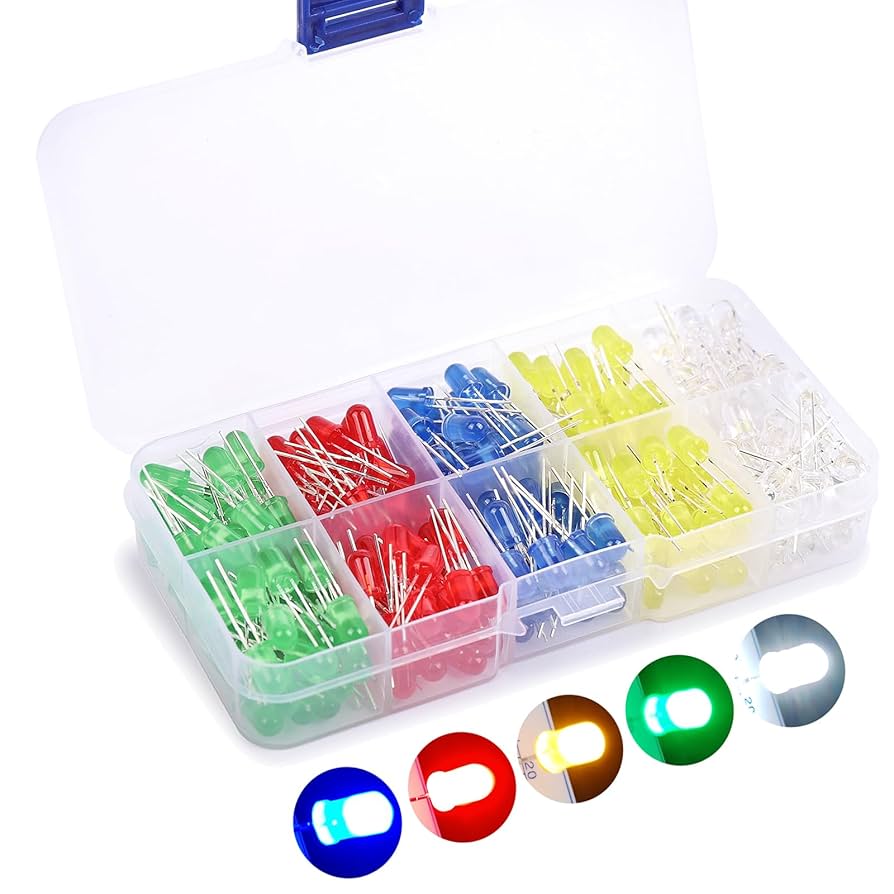 50Pcs Mixed Color 5mm LED Pack With Storage Box