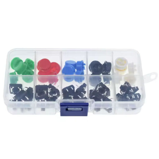 Tactile Push Button 12mmx12mmx7.3mm 25 Pcs 5 colors Cap