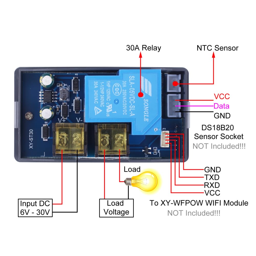 XY-ST30 30A WIFI Remote Thermostat Temperature Controller Module 6-30V