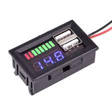 Digital Voltage & Battery Capacity Meter Panel For Lead Acid Battery 12V With Dual USB Output 5V 2A