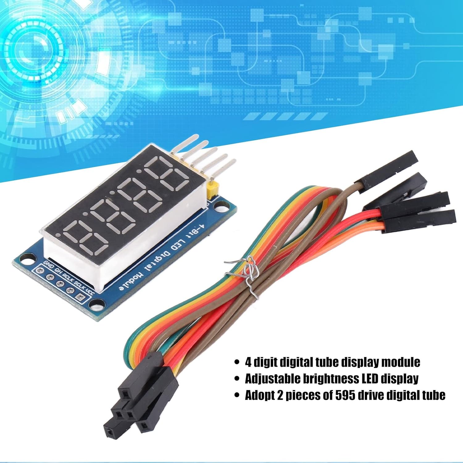 4 Digit Digital Module Unit 74HC595 LED Display Module - Image 2