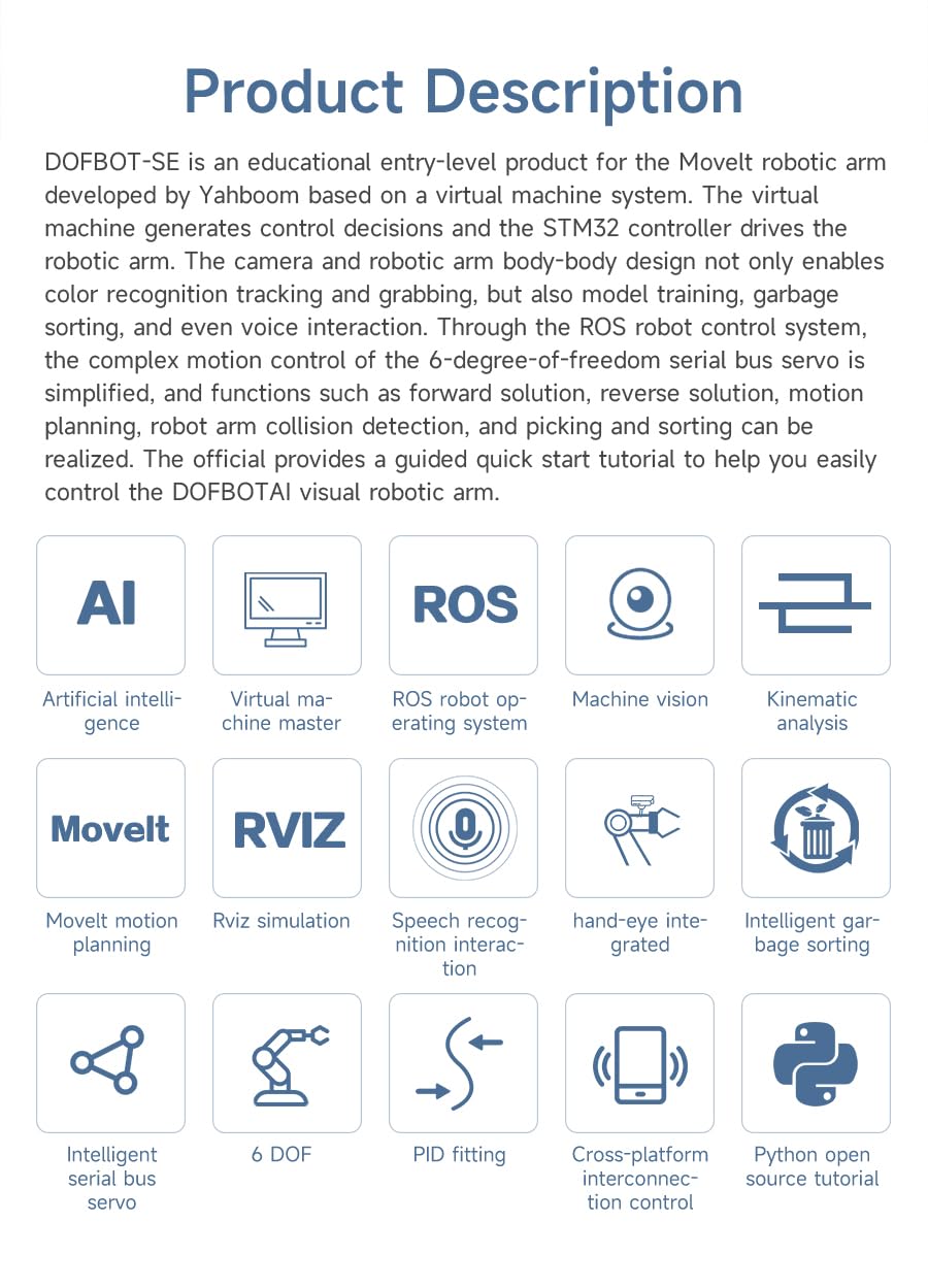 DOFBOT SE AI Vision Robotic Arm – Virtual Machine Version (6DOF)