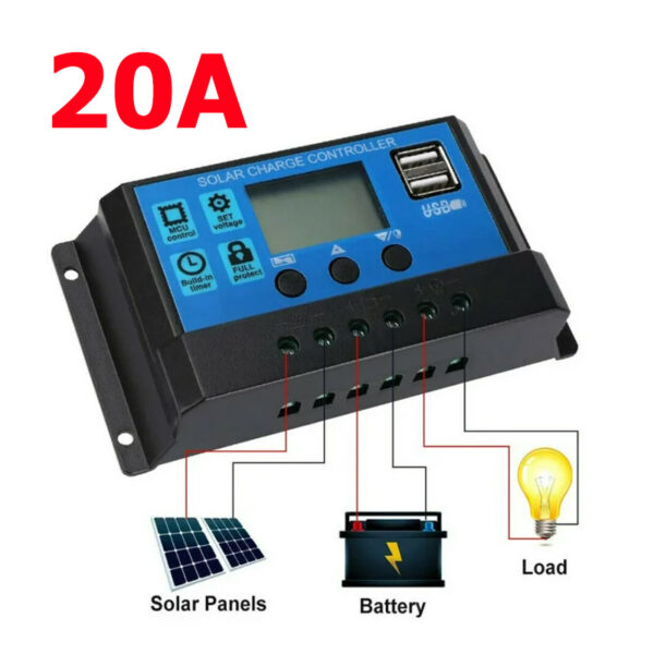 Solar Charge Controller Regulator( 12V/24V ) 20A - Image 2