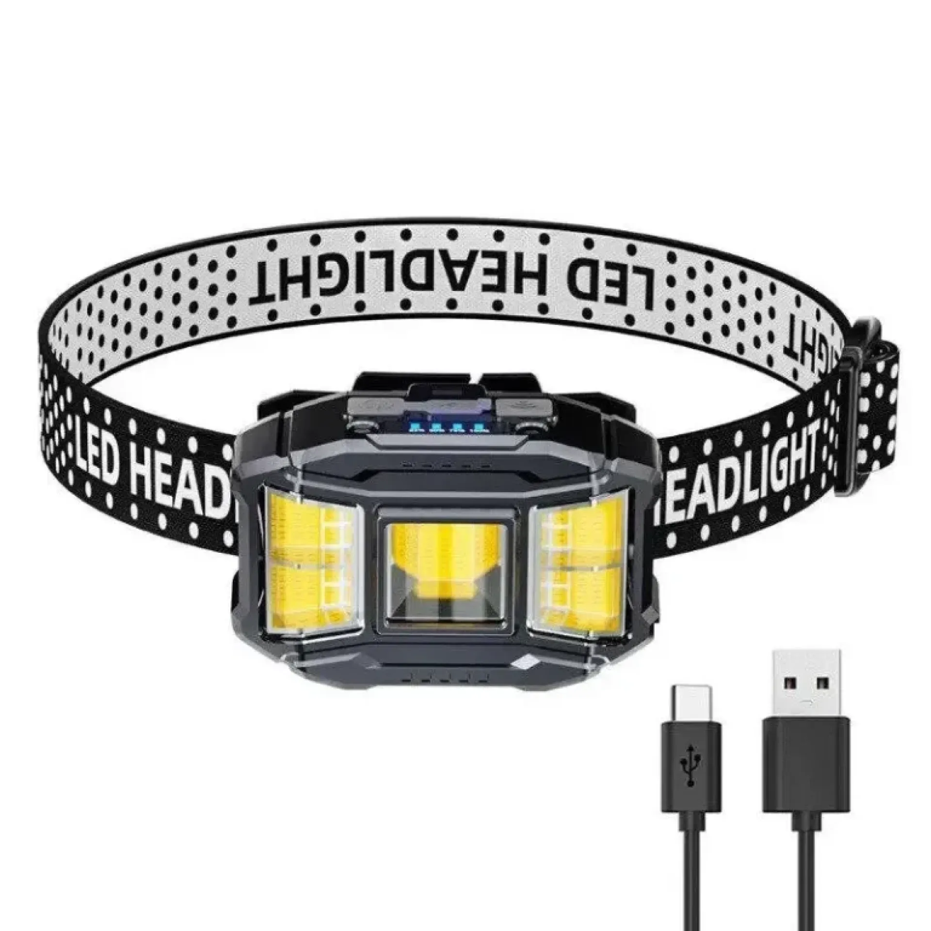 COB Headlamp 18650 USB-C (Multi-Mode, Red Light, Battery Indicator)