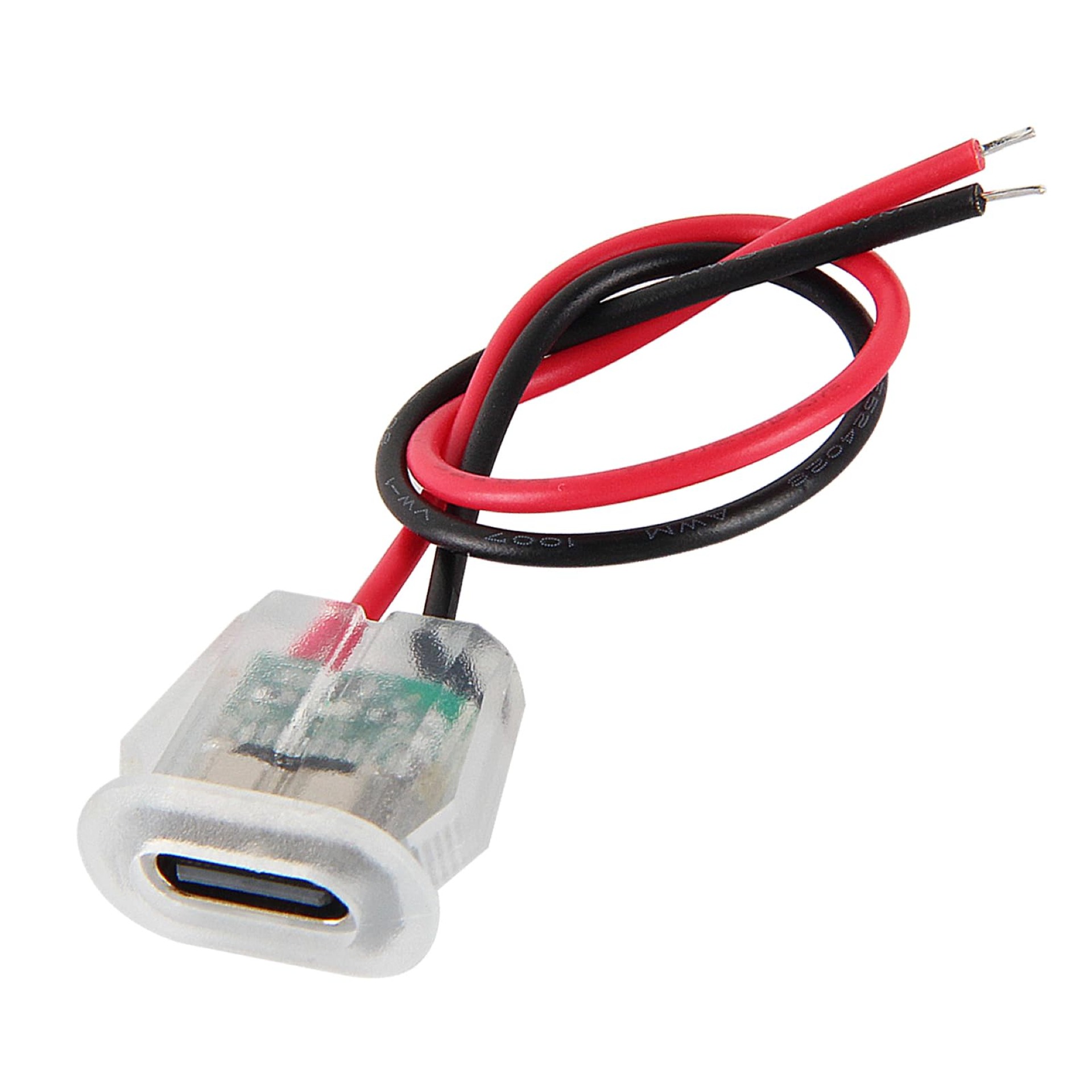 Type-C Female Power Connector with LED Indicator (2-Pin Wire)